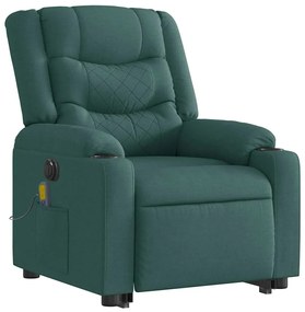 Poltrona elétrica elevatória massagens tecido verde-escuro