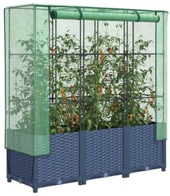 vidaXL Canteiro elevado com cobertura de estufa aspeto de vime