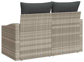 Sofá de Jardim 2 Lugares com Almofadas Cinza em Rattan Sintético