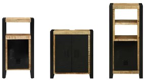 Conjunto de Móveis para Banheiro 3 pcs Madeira de manga maciça
