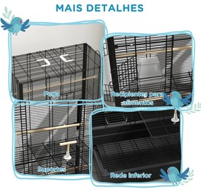 PawHut Gaiola para Pássaros 61x36,5x98 cm Gaiola para Aves com Portas