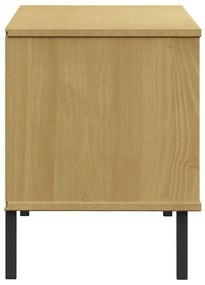 Sapateira pernas metal 106x35x45cm madeira maciça OSLO castanho