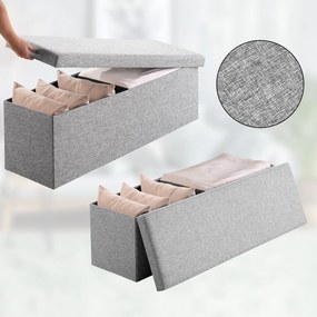 Banco com espaço de armazenamento 115x38x38cm dobrável cinza