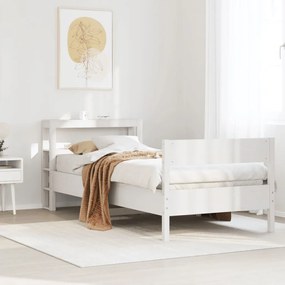 vidaXL Cama sem colchão 75x190 cm madeira de pinho maciça branco