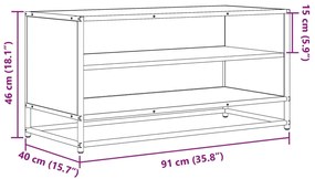 Móvel TV 91x40x46 cm derivados madeira/metal cinzento sonoma