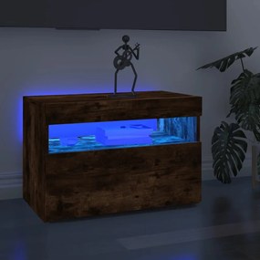 Móvel de TV com luzes LED 60x35x40 cm carvalho fumado