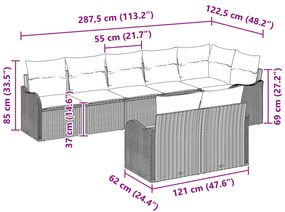 Conjunto de Sofá de Jardim vidaXL de 8 Peças com Almofadas em Polirata