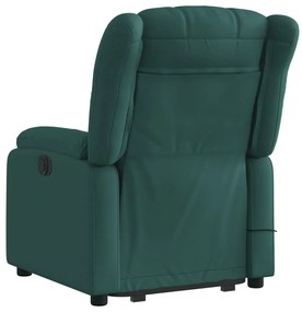 Poltrona elétrica elevatória massagens tecido verde-escuro