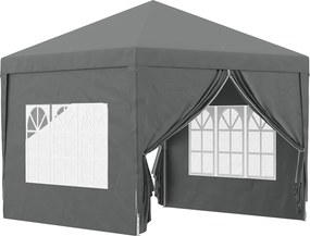 Outsunny Tenda de Jardim com Paredes Laterais Amovíveis Janelas Porta com Fecho de Correr e Bolsa de Transporte 295x295x196-258 cm Cinzento | AOSOM Portugal