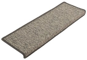 Tapetes de escada adesivos 15 pcs 65x21x4 cm cinzento e bege