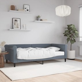 Sofá-cama com colchão 90x190 cm veludo cinzento-escuro