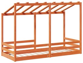 Cama infantil com telhado 75x190 cm pinho maciço castanho-mel