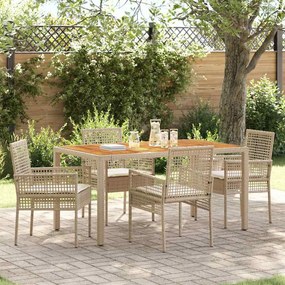 vidaXL Conjunto de Jantar de Jardim com 5 Peças e Almofadas Confortáveis em Rattan Sintético.
