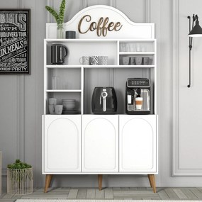 Armário de Cozinha/Sala "Caffè" - Branco e Nogueira - 120x202x35cm - D