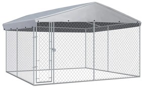 Canil de exterior com telhado 382x382x225 cm