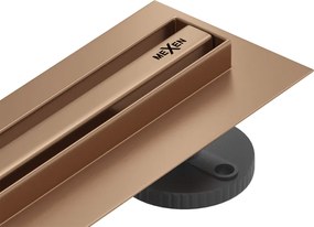 Mexen Flat 360° Slim ralo linear rotativo 130 cm, cobre escovado - 1C41130