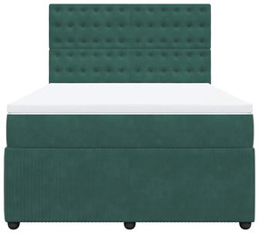 Cama com molas/colchão 140x190 cm veludo verde-escuro