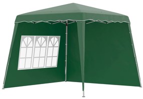 Outsunny Tenda Dobrável de Jardim 240x240 cm com 2 Paredes Laterais Altura Ajustável UV50+ e Bolsa de Transporte Verde | AOSOM Portugal