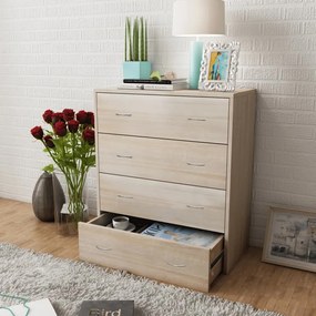 vidaXL Aparador com 4 gavetas 60 x 30,5 x 71 cm carvalho