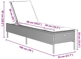 Espreguiçadeiras com almofadões 2 pcs vime PE bege