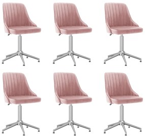 vidaXL Cadeiras de jantar giratórias 6 pcs veludo rosa