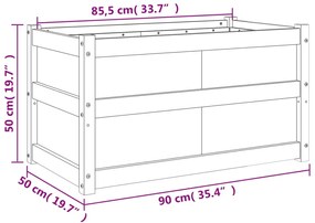 Vaso/floreira de jardim 90x50x50 cm pinho maciço castanho cera