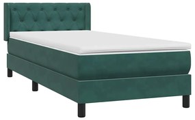 Cama com molas/colchão verde-escuro 80x210 cm veludo