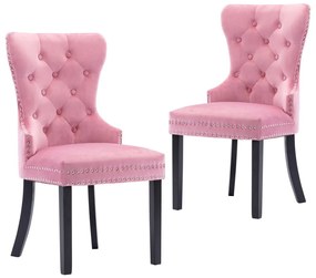 vidaXL Cadeiras de jantar 2 pcs veludo rosa