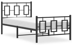 Estrutura de cama com cabeceira e pés 90x190 cm metal preto