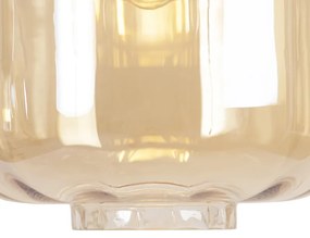 Candeeiro de suspensão de design preto com vidro âmbar 3 luzes 161,5 cm - Qara Design