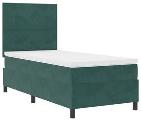Cama Box Spring com Colchão Verde Escuro 80x200 cm Veludo