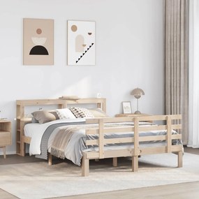 Estrutura de cama com cabeceira 160x200 cm pinho maciço