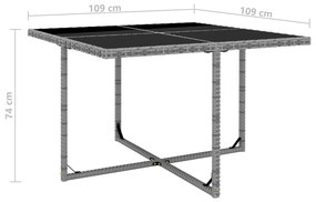 Conjunto de jantar para jardim 13 pcs vime PE cinzento
