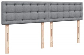 Cama com molas/colchão 200x200 cm tecido cinza-claro