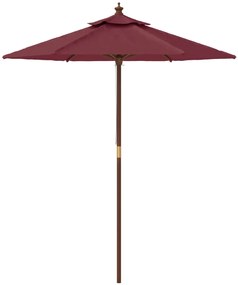Guarda-sol de jardim com poste de madeira 196x231 cm bordô