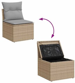 Conjunto de Sofá de Jardim com 5 Peças e Almofadas Bege em Polirattan