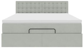 Estrutura de cama otomana com colchão 140x190 cm cinzento claro