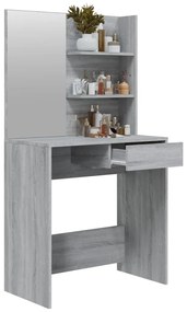 Toucador com espelho 74,5x40x141 cm cor sonoma cinzento