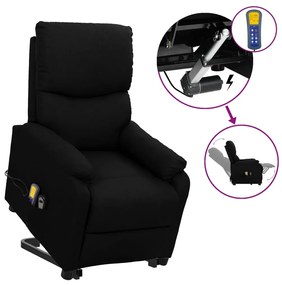 vidaXL Poltrona de massagens elevatória tecido preto