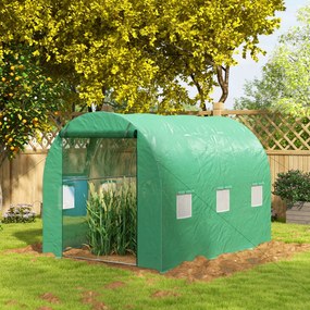 Estufa de jardim em forma de túnel 298 x 200 x 197  com 6 m², com sistema de rega integrado, 3 m de comprimento x 2 m de largura, 6 janelas, porta enr