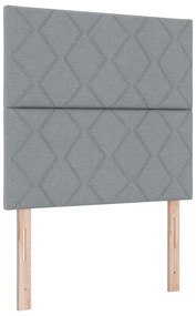 Cama Box Spring com Colchão &amp; Banco Cinza Claro 100x200 cm Tecido