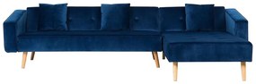 Sofá de canto em veludo azul versão esquerda VADSO Beliani