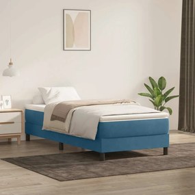 vidaXL Cama com molas/colchão 90x220 cm veludo azul-escuro
