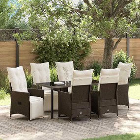 vidaXL Conjunto de Jantar para Jardim 7 pcs Castanho Rattan Sintético