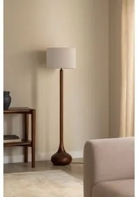 Luminária De Chão Em Madeira De Manga Adelaide Madeira De Cabo Escuro & Branco Partido Ø40 Cm - ↑30 Cm Arlina - Sklum