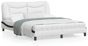 vidaXL Estrutura cama c/ cabeceira 160x200 couro artif. branco/preto