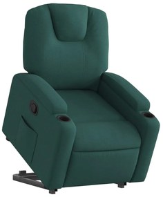 Poltrona reclinável elevatória tecido verde-escuro