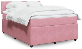 Cama com molas/colchão 160x200 cm veludo rosa