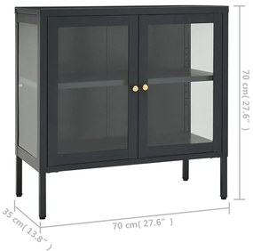 Aparador 70x35x70 cm vidro e aço antracite