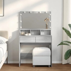 Toucador com LED 80x41x134,5 cm cinzento sonoma